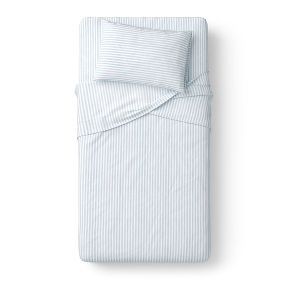 Mainstays Kids 220TC Cotton Blue Stripe Twin, 3 Piece Sheet Set