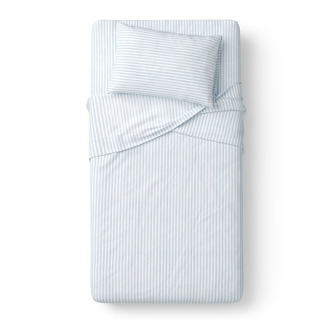 Mainstays Kids 220TC Cotton Blue Stripe Twin, 3 Piece Sheet Set