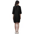 thumbnail image 3 of Moomaya Robe Chemise Brodée Unie Femmes Manches 3/4 Col Évasé Blouse, 3 of 6
