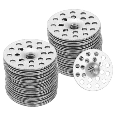Rondelles d'Isolation de 1 Pouce, 100 Pcs Rondelles d'Isolation en Métal de 25mm pour Fixations de Panneaux de Mousse, Rondelles de Plâtre Perforées en Acier Galvanisé pour Fixation de Panneaux de Mousse