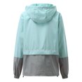 thumbnail image 2 of Opperiaya Women Packable Rain Jacket Outdoor Color Block Hooded Windbreaker, 2 of 5