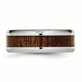 thumbnail image 3 of Stainless Steel Polished Brown Wood Inlay Enameled 8.00mm Ring 9.5 Size, 3 of 6