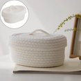 thumbnail image 2 of Oval Baskets With Lids Decorative Baskets With Lids Organizing Natural Cotton Rope Lidded Baskets With Handles Storage Baskets With Lid for Daily Household Storage and Travel Storage, 2 of 5