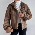 thumbnail image 1 of IROINID Veste Courte Décontractée pour Femme à Revers en Pointe, Blouson Bomber Uni à Manches Longues, Brun, 1 of 8