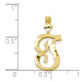 thumbnail image 3 of Diamond2Deal 10K Yellow Gold Grooved Letter T Initial Pendant for Women, 3 of 5