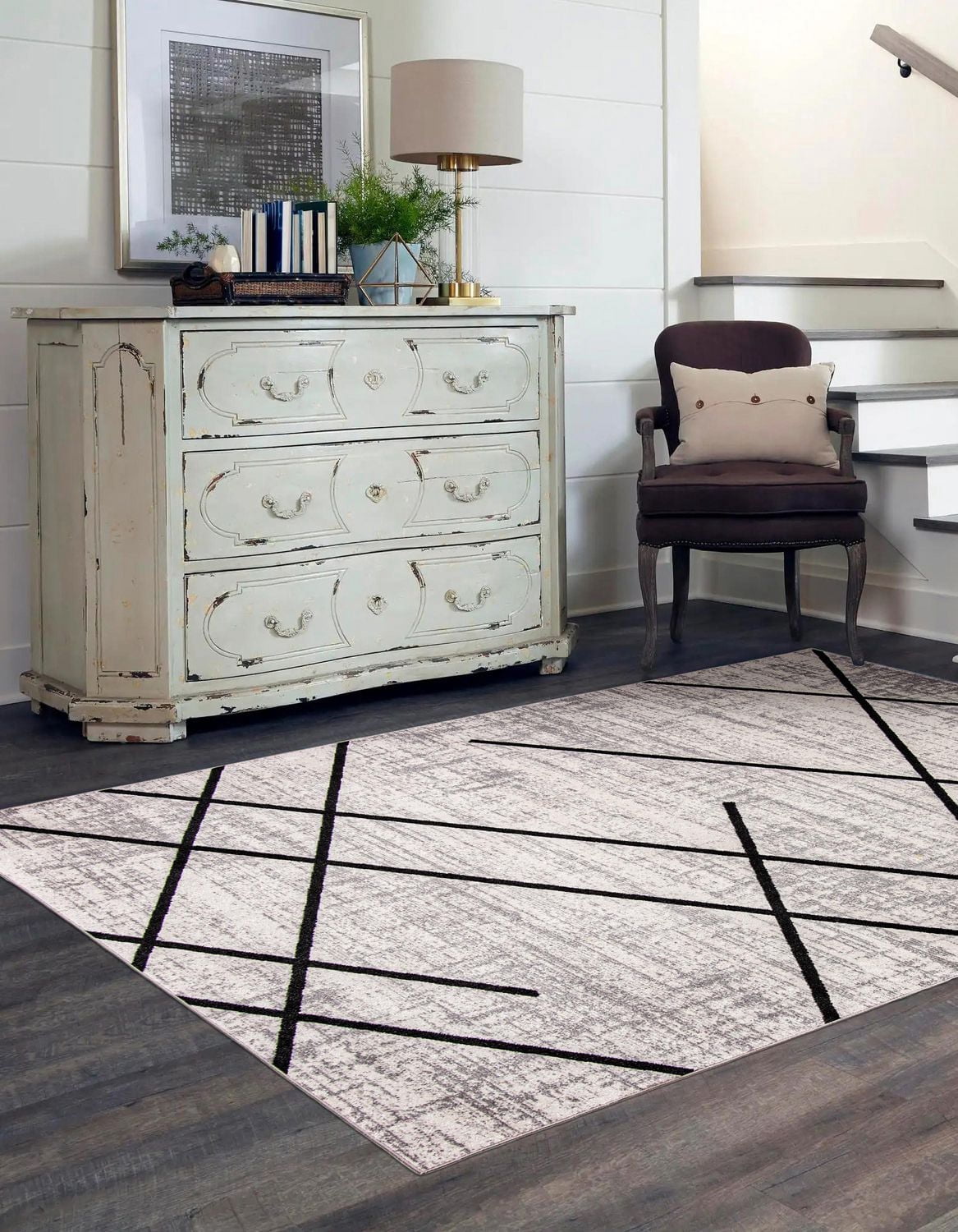 Tapis Lavable ECARPET Géométrique pour Chambre, Salon, Chambre d'Enfant