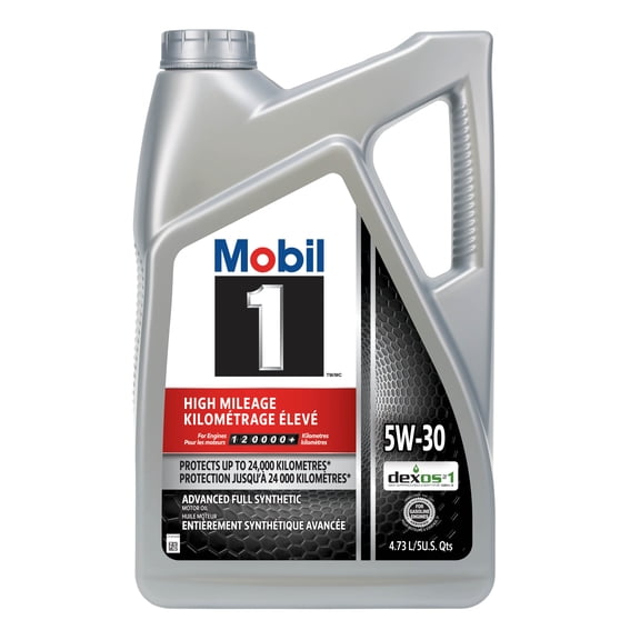 Huile moteur entièrement synthétique Mobil 1™ Kilométrage élevé 5W-30, 4,73 L