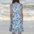 thumbnail image 4 of Ovzne Robes pour Femmes 2025 Robe Mode Vacances Été Couleur Unie Sans Manches Fête Plage Robe Vacances Imprimée Liquidation, 4 of 6