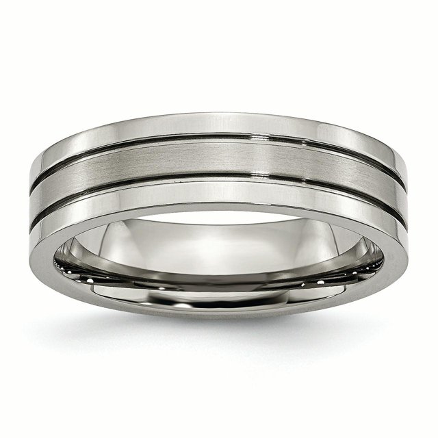 Bague en Titane Rainurée 6mm Brossée et Polie Taille 8.5