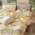 thumbnail image 4 of Bedding Duvet Cover Set Washed Cotton Linen Like Textu Breathable Durable Soft Comfy (Tannish Linen Grey Queen), 4 of 9