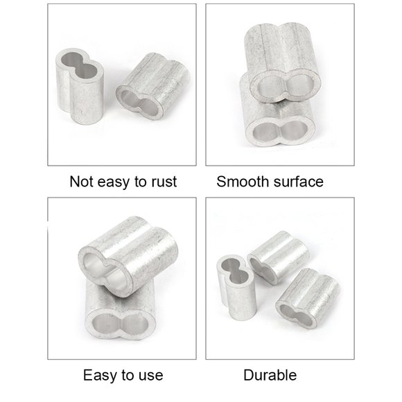 Becaristey 100pack/lot Precision Fastening Solution Aluminum Crimping Loop Sleeve Clips 1Set