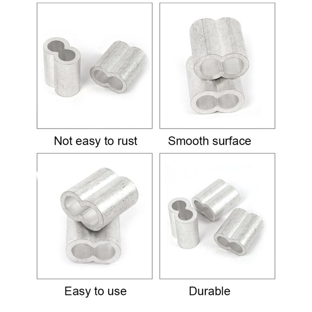 Becaristey 100pack/lot Precision Fastening Solution Aluminum Crimping Loop Sleeve Clips 1Set