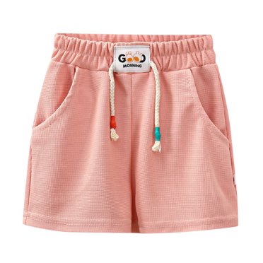 PMVFHDE Girls T-Shirts Graphic Tees Children Shorts Boys Girls Drawstring Casual Summer Shorts Clothes Kids Elastic Pants Pink,11-12 Years