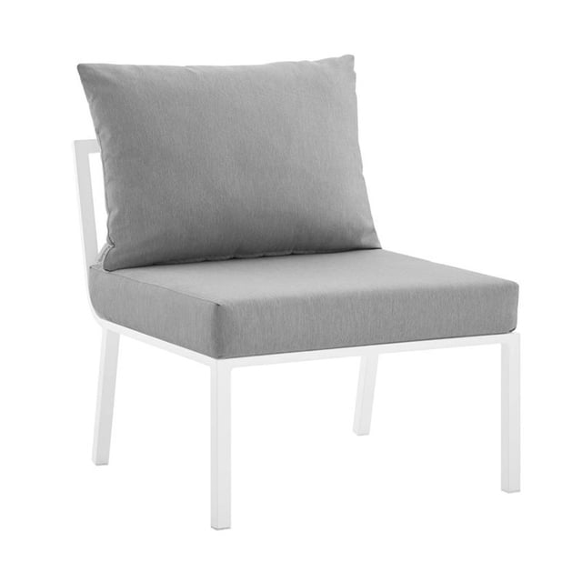 Modway Riverside Chaise Sans Accoudoirs d'Extérieur pour Patio en Aluminium, Blanc/gris