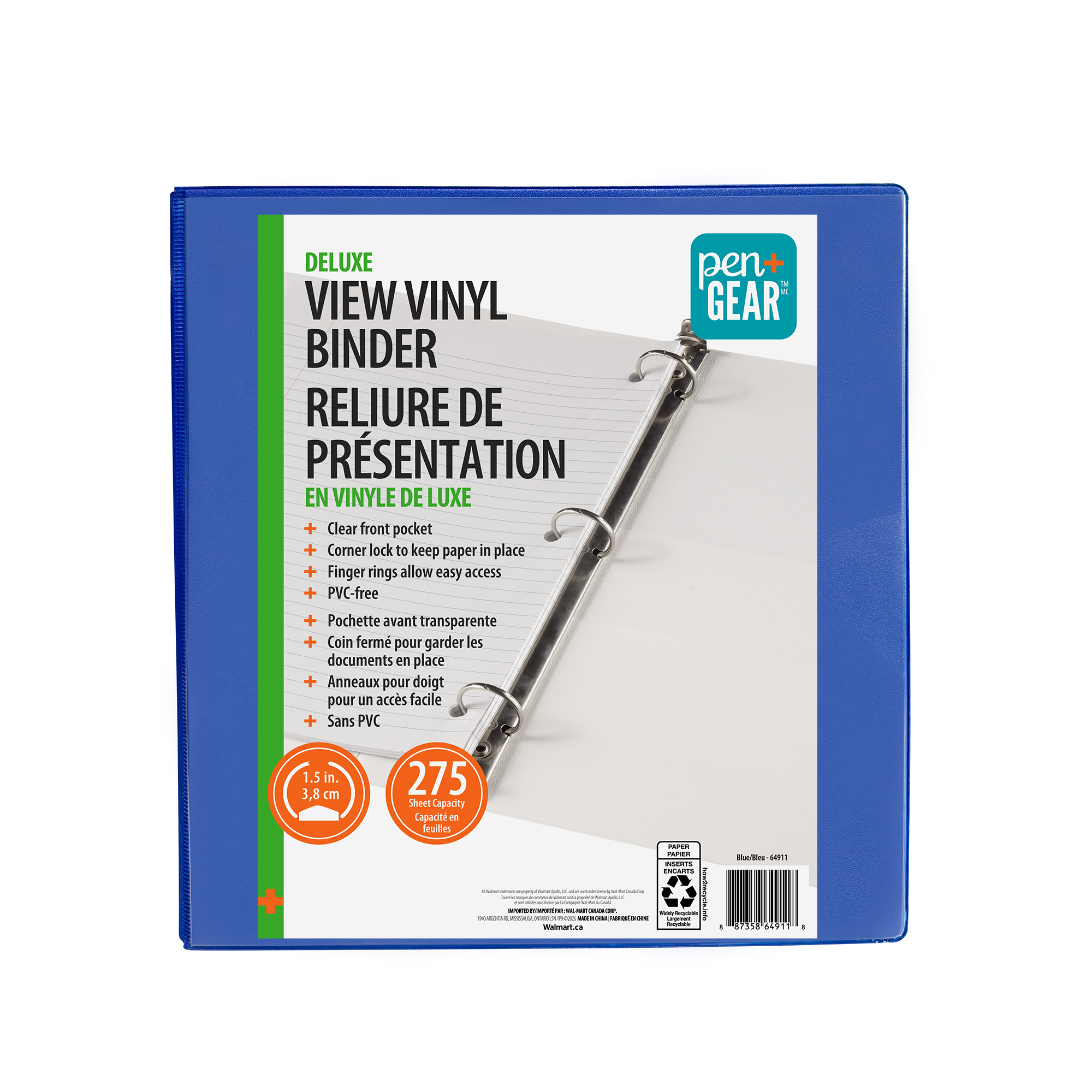 PEN+GEAR Deluxe View 1.5IN Binder Bleu