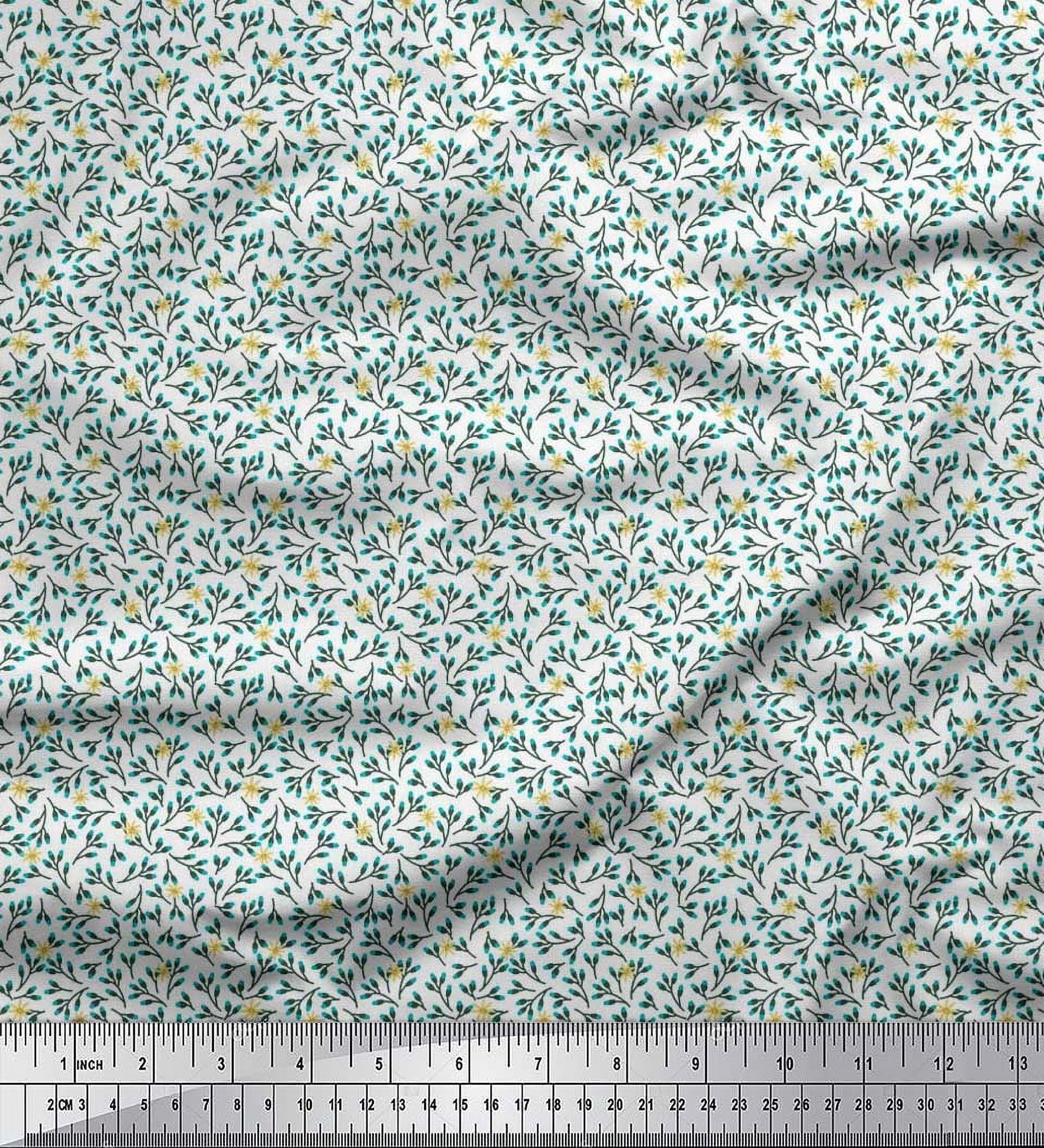 Soimoi Crepe Silk Fabric Flower Artistic Print Fabric by Yard 42 Inch Wide