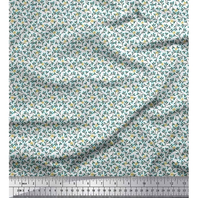 Soimoi Moss Georgette Fabric Flower Artistic Decor Fabric Printed Yard 42 Inch Wide