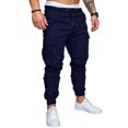 thumbnail image 4 of Innerwin Bottoms Elastic Waist Mens Trousers Sport With Multi-pockets Plain Pants Navy Blue L, 4 of 6