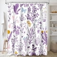 thumbnail image 3 of Dznils Rideau de Douche en Tissu à Motif Floral Violet, Rideau de Salle de Bain Imperméable avec 12 Crochets, 72 Pouces x 72 Pouces, 3 of 11