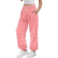 thumbnail image 5 of BLVB Womens Winter Fleece Sweatpants Drawstring Waist Joggers Pants Thick Thermal Comfy Lounge Trousers with Pockets, 5 of 5