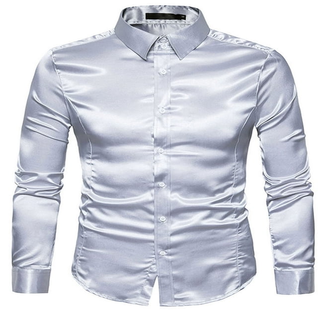 Chemise à Manches Longues en Satin de Soie pour Hommes, à Volants, Vintage, Chemises de Smoking de Mariage