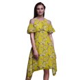 thumbnail image 1 of Bimba Robe Droite à Épaules Dénudées Style Chic Imprimé Oiseau Jaune pour Femmes Tunique d'Été - Petit, 1 of 6