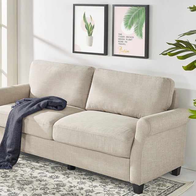 Zinus Josh Traditional Modern 3-Seater Upholstered Sofa Couch, Beige