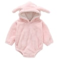 thumbnail image 1 of WEIYLL Jumpsuits for Girls Casual Autumn Winter Long Sleeve Rabbit Ears Hooded Solid Color Light Pink Baby Playsuit for 3-6 Months, 1 of 7