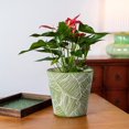 thumbnail image 4 of Hometrends 8" Ceramic Round Leaf Planter Pot-Green, 4 of 7