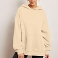 thumbnail image 2 of RKSTN Hoodies for Women Fall Solid Color Basic Loose Hoodie Plus Size Sweatshirt Long Sleeve Kangaroo Pocket Drop Shoulder Pullovers Tops, 2 of 6