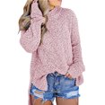thumbnail image 1 of Womens Fuzzy Knitted Sweater Sherpa Fleece Side Slit Full Sleeve Jumper Outwears, 1 of 3