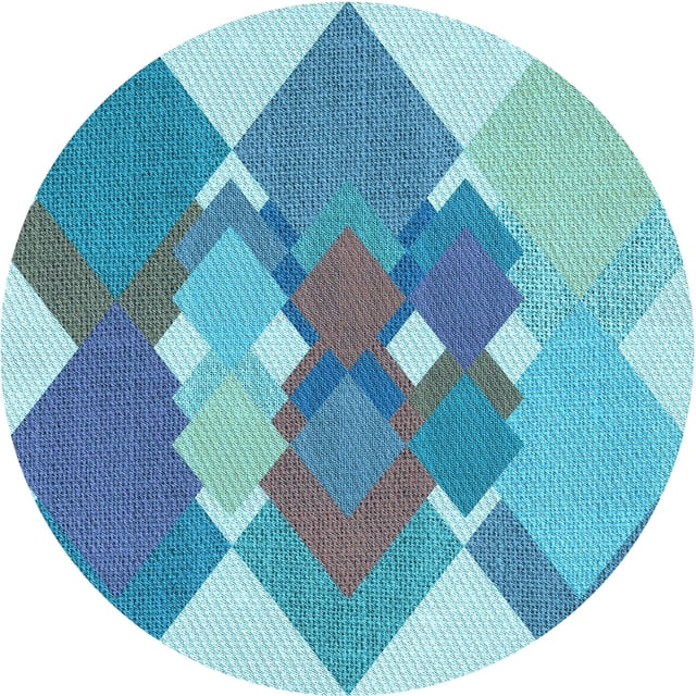 Ahgly Company Tapis d'Intérieur Ronds Transitionnels Lavables à la Machine Bleu Ivy Blue, 4 Pieds Rond