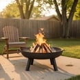 thumbnail image 2 of Sunnydaze Outdoor Camping or Backyard Round Cast Iron Rustic Fire Pit Bowl with Handles - 34" - Steel Finish, 2 of 10