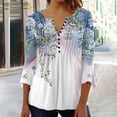 thumbnail image 1 of Babysbule Hauts pour Femmes Manches Longues Liquidation Mode Été Col en V Manches 3/4 Imprimé T-shirt Décontracté Blouse, 1 of 5