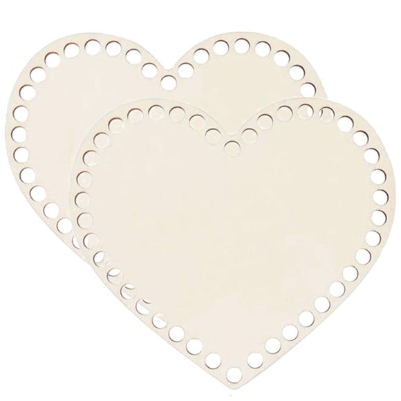 MLINS 2pcs Wooden Basket Bottoms Heart Shape Blank Crochet Basket Wood Base Bag Wooden Base