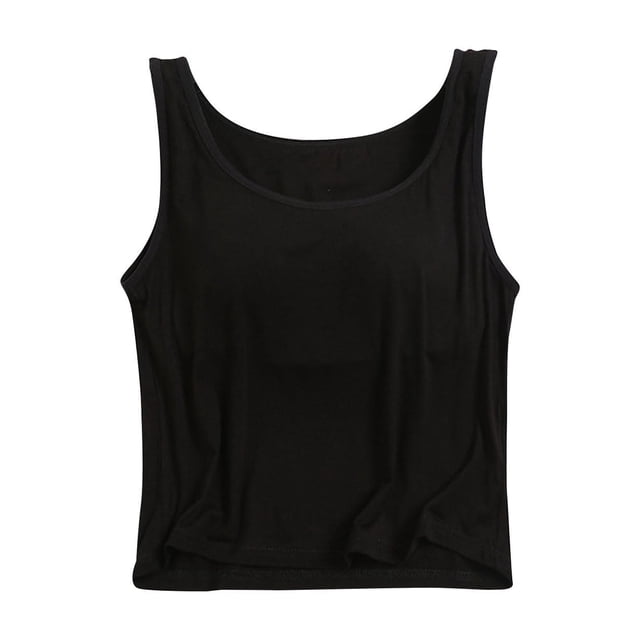 Timegard Camisoles pour Femmes avec Soutien-Gorge Intégré Camis Col Rond Sans Manches Court Haut Confortable d'Été Homerwear