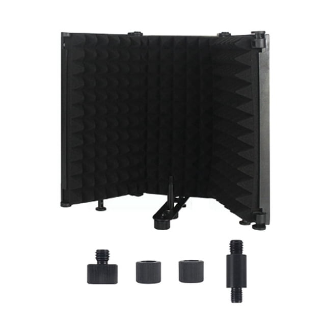Microphone Réglable 3 Panneaux Bouclier d'Isolation Pliable Enregistrement Studio Filtre Micro Éponge Bouclier Insonorisant