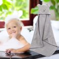 thumbnail image 3 of Baby Hooded Towel Animal Shape Essential Bathrobe for Infant Newborn Grey, 3 of 8