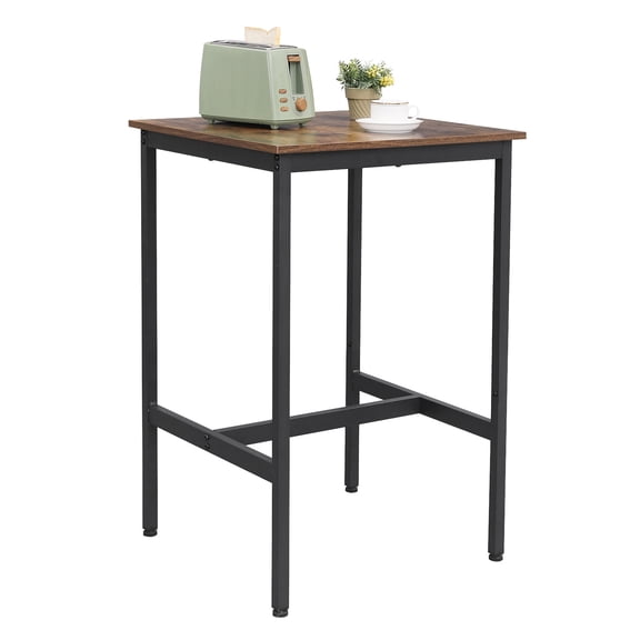 VASAGLE Bar Table, Small Kitchen Dining Table, High Top Pub Bar Height Cocktail Desk for Living Room Party, Sturdy Metal, 23.6 x 23.6 x 36.2 Inches for Narrow Spaces, Rustic Brown and Black