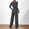 thumbnail image 4 of Timegard Womens Going out Sets 2 Piece Fall Casual Slim Long Sleeve Tops Wide Leg Pants Solid Color Sets, 4 of 7