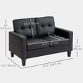 thumbnail image 3 of HOMCOM 51" PU Leather Loveseat with Armrests and Tufted Backrest, Black, 3 of 10