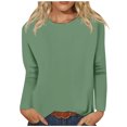 thumbnail image 1 of Timegard Womens Tops Long Sleeve Round Neck Solid Color Basic Tee Fall Casual Comfy Loose Tops Blouse, 1 of 5