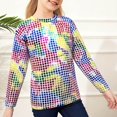 thumbnail image 4 of EGNMCR Blouses et Chemises à Manches Longues Col Rond Tenue de Performance Pailletée pour Enfants T-shirt à Manches Longues Col Rond pour Enfants polyester top, 4 of 6