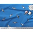 thumbnail image 2 of Soimoi Blue polyester Crepe Fabric Flying Stork Bird Decor Fabric Printed Yard 42 Inch Wide, 2 of 5