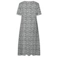 thumbnail image 4 of Meichang Robes pour Femmes Été Col Rond Manches Courtes Robes Midi Imprimé Tendance Coupe Ample Robes Décontractées de Travail Robes d'Été Confortables avec Poches, 4 of 8