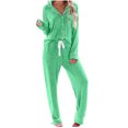 thumbnail image 2 of asjyhkr Womens Pajama Sets 2 Piece Button down Sleepwear Wide Leg Pants Loungewear with Pockets, 2 of 4