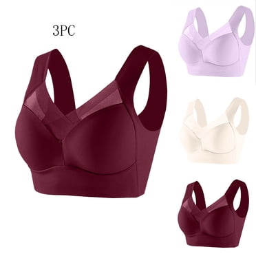 Plebaso Soutiens-gorge pour Femmes à Couverture Complète, Soutiens-Gorge Sans Coutures Confortables, Soutiens-Gorges Légers Sans Armatures pour Tous les Jours, Lot de 3