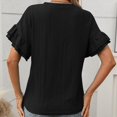 thumbnail image 4 of JIRNDf Hauts pour Femmes T-Shirts d'Été Tendance Couleur Unie Col Rond à Volants Blouse à Manches Courtes pour Femmes Tunique Décontractée Hauts Noir m, 4 of 8