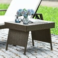 thumbnail image 4 of Costway Table d'Appoint Pliant en Rotin Brun Mélangé pour Café, Patio, Jardin, Mobilier d'Extérieur, 4 of 9