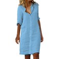 thumbnail image 1 of Kcodviy Robe Longue Taille Haute pour Femme Été à Nouer Couleur Unie Robe Portefeuille Ronde pour Femme Robe d'Été à Encolure, 1 of 7